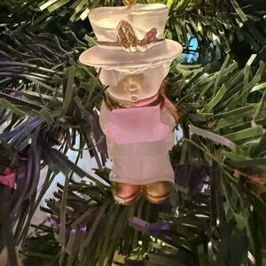 Frosted Snowman Ornament with Gold Accents